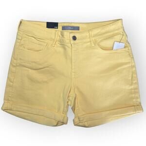 Mavi Pixie Mid Rise Denim Shorts SIZE 27 Yellow Rolled Cuff Hem RUNS LARGE